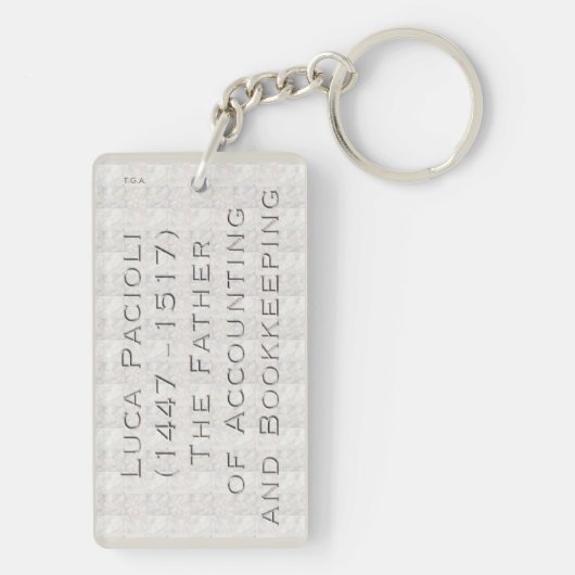 "Luca Pacioli - De vader van de boekhouding" Sleutelhanger (achterkant)