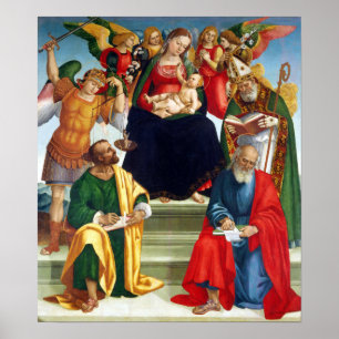 Luca Signorelli Madonna en Child met heiligen Poster