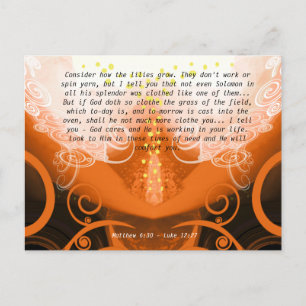 Lucas 12:27 Beschouw hoe de lelies groeien. Briefkaart