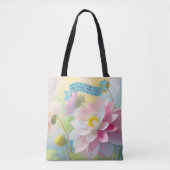 Lucas 1:45, Dahlia Bloem, Bijbel citeert Moeders Tote Bag (Voorkant)