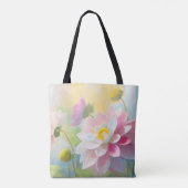 Lucas 1:45, Dahlia Bloem, Bijbel citeert Moeders Tote Bag (Achterkant)