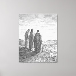 Lucas 24A Jezus en twee discipelen gaan naar Emmau Canvas Afdruk