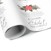 Lucas 2:10-11 Poinsettia Kerst Naadloos Patroon Cadeaupapier (Rol Hoek)