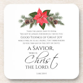 Lucas 2:10-11 Poinsettia Kerstmis Schrift Bier Onderzetter