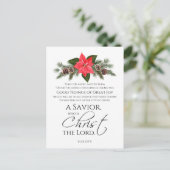 Lucas 2:10-11 Poinsettia Kerstmis Schrift Briefkaart (Staand voorkant)