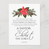 Lucas 2:10-11 Poinsettia Kerstmis Schrift Briefkaart (Voorkant)