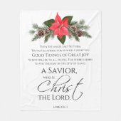 Lucas 2:10-11 Poinsettia Kerstmis Schrift Fleece Deken (Voorkant)