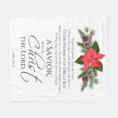 Lucas 2:10-11 Poinsettia Kerstmis Schrift Fleece Deken (Voorkant (Horizontaal))