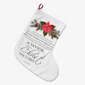 Lucas 2:10-11 Poinsettia Kerstmis Schrift Grote Kerstsok (Voorkant (Hangend))