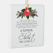 Lucas 2:10-11 Poinsettia Kerstmis Schrift Keramisch Ornament (Rechts)