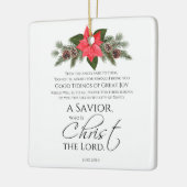 Lucas 2:10-11 Poinsettia Kerstmis Schrift Keramisch Ornament (Links)