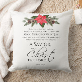 Lucas 2:10-11 Poinsettia Kerstmis Schrift Kussen