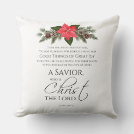 Lucas 2:10-11 Poinsettia Kerstmis Schrift Kussen