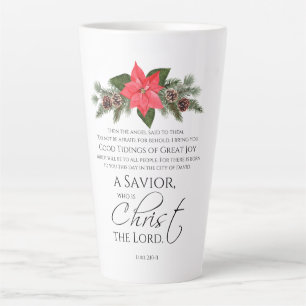 Lucas 2:10-11 Poinsettia Kerstmis Schrift Latte Mok