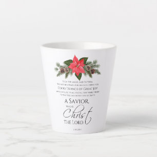 Lucas 2:10-11 Poinsettia Kerstmis Schrift Latte Mok