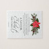 Lucas 2:10-11 Poinsettia Kerstmis Schrift Legpuzzel (Horizontaal)