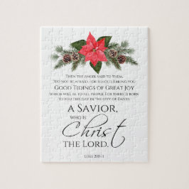 Lucas 2:10-11 Poinsettia Kerstmis Schrift Legpuzzel