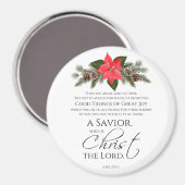 Lucas 2:10-11 Poinsettia Kerstmis Schrift Magneet (Voorkant / Achterkant)