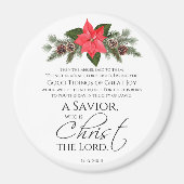 Lucas 2:10-11 Poinsettia Kerstmis Schrift Magneet (Voorkant)