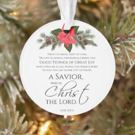 Lucas 2:10-11 Poinsettia Kerstmis Schrift Ornament