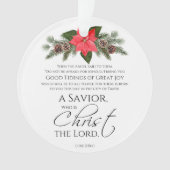 Lucas 2:10-11 Poinsettia Kerstmis Schrift Ornament (voorkant)