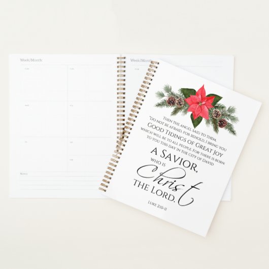 Lucas 2:10-11 Poinsettia Kerstmis Schrift Planner (Display)