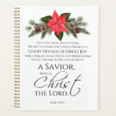 Lucas 2:10-11 Poinsettia Kerstmis Schrift Planner (Voorkant)