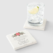 Lucas 2:10-11 Poinsettia Kerstmis Schrift Stenen Onderzetter (Zijkant)