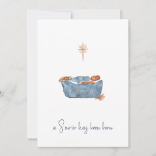 Lucas 2:11 Minimalistische Waterverf kerstmis Feestdagenkaart