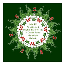 Lucas 2:11 Schrift voor Kerstmis met Hulst