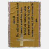 Lucas 6:38 Bijbelvers geloof hoop liefde kruis kun Deken (Voorkant Verticaal)