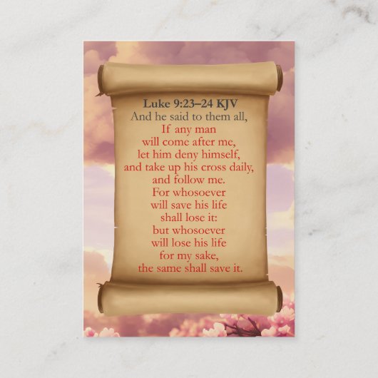 Lucas 9:23-24 KJV Kaarten - Clean Old Rugged Cross Visitekaartje (Achterkant)