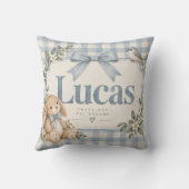 Lucas Blue Gingham Konijn Nursery Kussen (Achterkant)