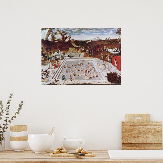 Lucas Cranach de ouderen - de fontein van de jeugd Poster (Keuken)