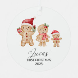 Lucas' eerste kerstfeest metalen ornament