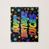 "LUCAS" First Name, Fun "HAPPY BIRTHDAY" Legpuzzel (Verticaal)