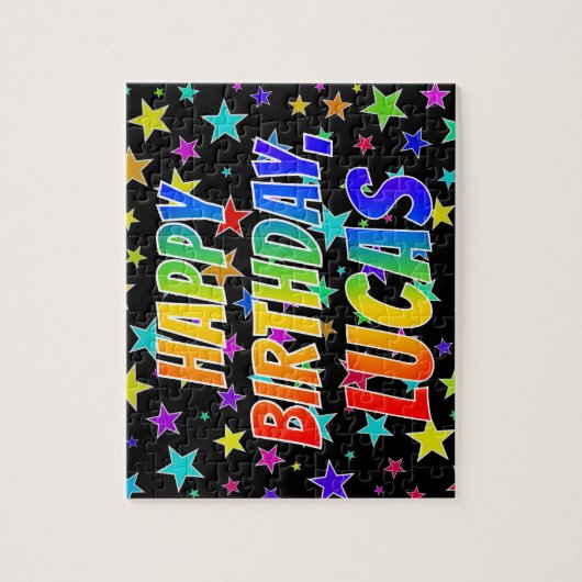 "LUCAS" First Name, Fun "HAPPY BIRTHDAY" Legpuzzel (Verticaal)