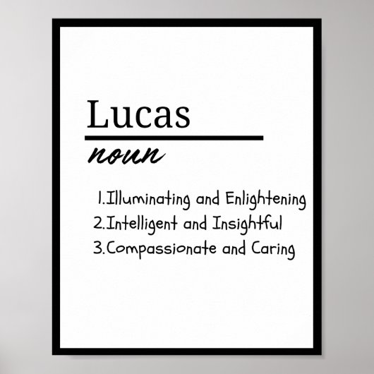 Lucas, jongen gepersonaliseerde naam definitie poster (Voorkant)