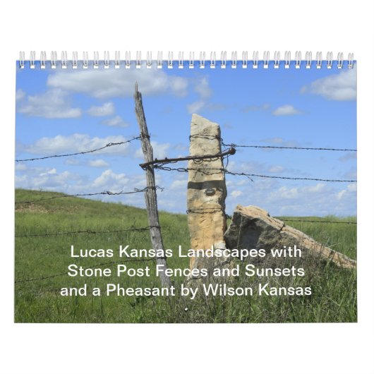 Lucas Kansas Landschappen Sunset Stone Post Kalend Kalender (Hoes)