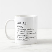Lucas name, Editable name, Custom name Koffiemok (Links)