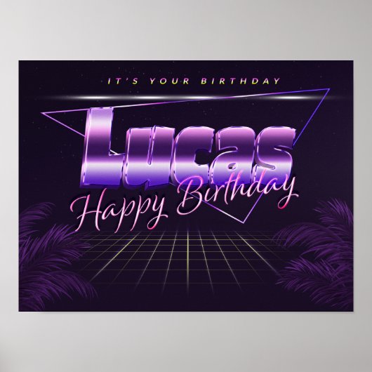 Lucas Name Vorname Lila retro Poster Geburtstag (Voorkant)