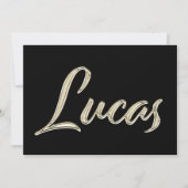Lucas Name white gold Handwriting Karte Kaart (Voorkant)