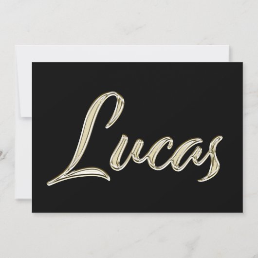Lucas Name white gold Handwriting Karte Kaart (Voorkant)