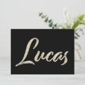 Lucas Name white gold Handwriting Karte Kaart (Staand voorkant)