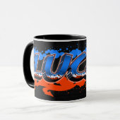 Lucas Vorname Name Graffiti blue orange Tasse Mok (Voorkant links)