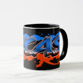 Lucas Vorname Name Graffiti blue orange Tasse Mok (Voorkant rechts)