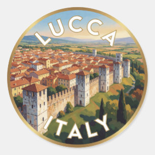 Lucca Italië Historische Reis Scene ☀️ Ronde Sticker