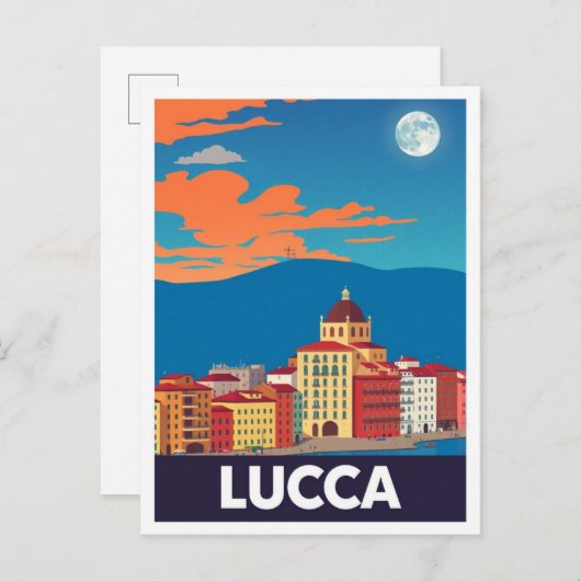Lucca Italië Kunst Vintage Reizen Illustratie Briefkaart (Voorkant / Achterkant)