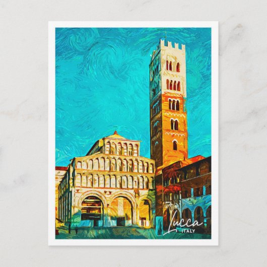 Lucca Italië Mooie olieverfstad Briefkaart (Voorkant)