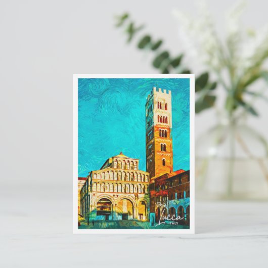 Lucca Italië Mooie olieverfstad Briefkaart (Staand voorkant)